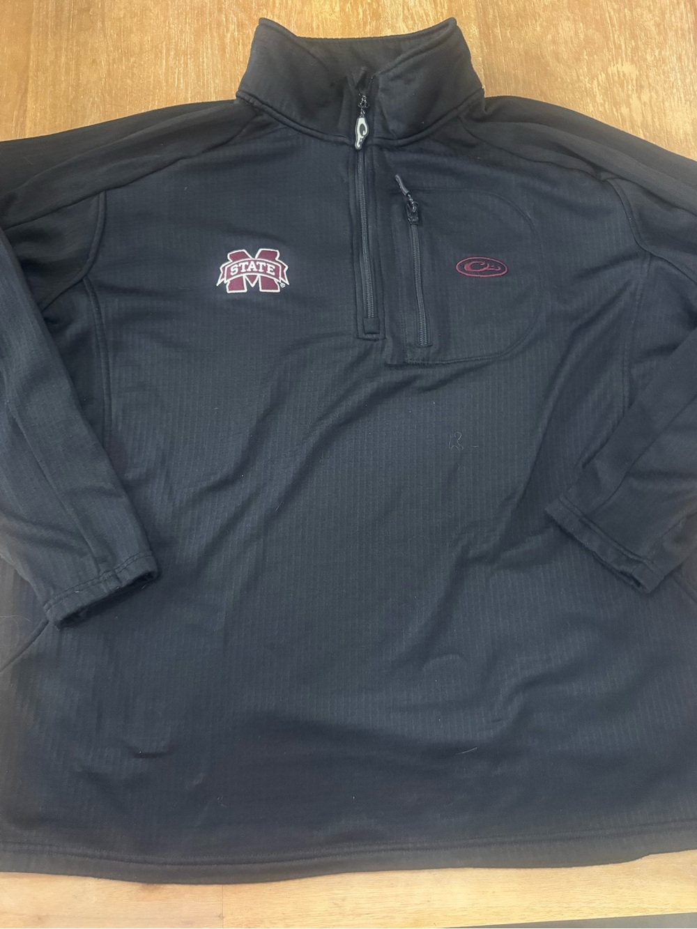 Drake Black Quarter-Zip Lightweight Pullover with Maroon Accents MSU